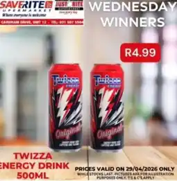 Saverite Twizza energy drink offer