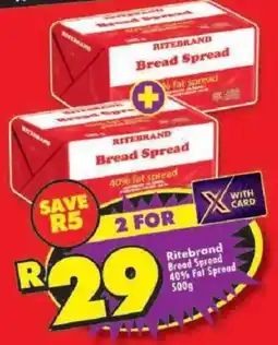 Shoprite Ritebrand Bread Spread 40% Fat Spread offer
