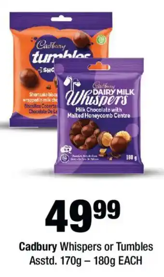 OK Foods Cadbury Whispers or Tumbles offer