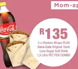 OK Foods Chicken Wraps plus Coca-Cola Original Taste Less Sugar Soft Drink offer
