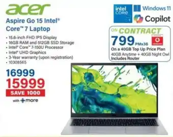 Incredible Connection Acer Aspire Go 15 Intel Core 7 Laptop offer