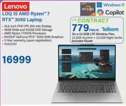 Incredible Connection Lenovo LOQ 15 AMD Ryzen 7 RTX 3050 Laptop offer