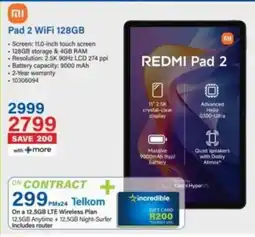 Incredible Connection Redmi Pad 2 WiFi 128GB offer