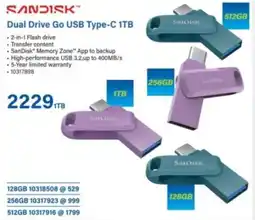 Incredible Connection SanDisk Dual Drive Go USB Type-C 1TB offer