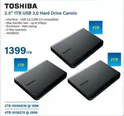 Incredible Connection Toshiba 2.5" 1TB USB 3.0 Hard Drive Canvio offer