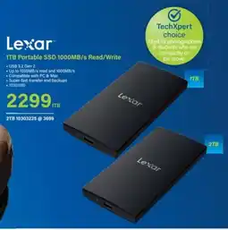 Incredible Connection Lexar 1TB Portable SSD 1000MB/s Read/ Write offer