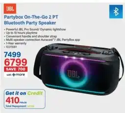 Incredible Connection JBL Partybox On-The-Go 2 PT Bluetooth Party Speaker offer