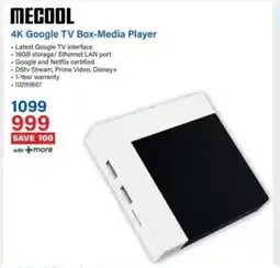 Incredible Connection Mecool 4K Google TV Box Media Player offer