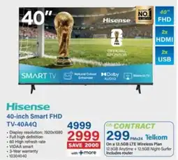 Incredible Connection Hisense 40-inch Smart FHD TV-40A4Q offer