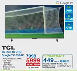 Incredible Connection TCL 55-inch 4K UHD Google TV-55P6K offer