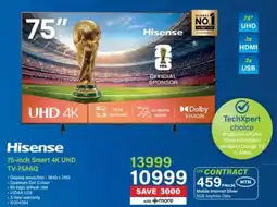 Incredible Connection Hisense 75-inch Smart 4K UHD TV-75A6Q offer