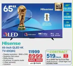 Incredible Connection Hisense 65-inch QLED 4K TV-65Q6Q offer