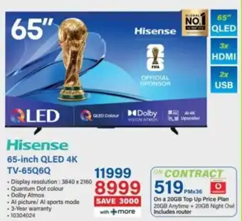 Incredible Connection Hisense 65-inch QLED 4K TV-65Q6Q offer