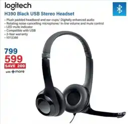 Incredible Connection Logitech H390 Black USB Stereo Headset offer