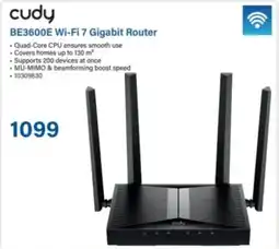 Incredible Connection Cudy BE3600E Wi-Fi 7 Gigabit Router offer