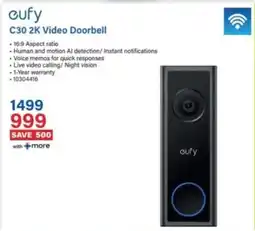 Incredible Connection Cufy C30 2K Video Doorbell offer