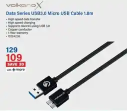 Incredible Connection Volkano X Data Series USB3.0 Micro USB Cable 1.8m offer