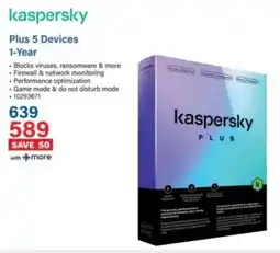 Incredible Connection Kaspersky Plus 5 Devices 1-Year offer