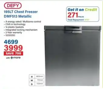 Incredible Connection Defy Chest Freezer DMF513 Metallic offer