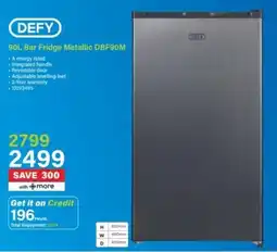 Incredible Connection Defy Bar Fridge Metallic DBF90M offer