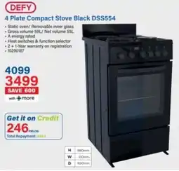 Incredible Connection Defy 4 Plate Compact Stove Black DSS554 offer