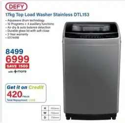 Incredible Connection Defy Top Load Washer Stainless DTL153 offer