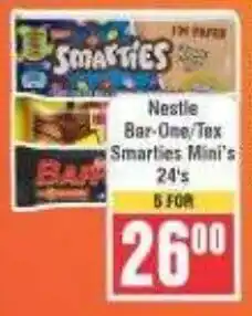 Frontline Nestle Bar-One/ Tex Smarties Mini's offer