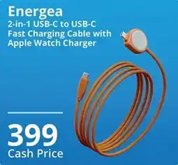 Cellucity Energea 2-in-1 USB-C to USB-C Fast Charging Cable with Apple Watch Charger offer