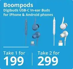 Cellucity Boompods Digibuds USB-C In-ear Buds for iPhone & Android phones offer