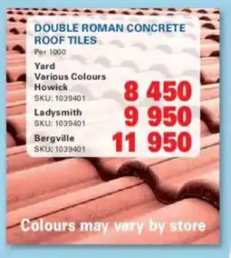 Cashbuild Double roman concrete roof tiles offer