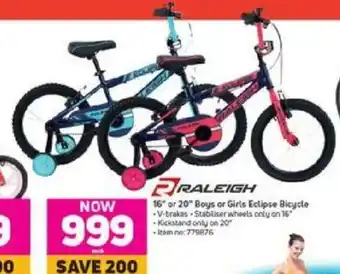 Game Raleigh 16" or 20" Boys or Girls Eclips Bicycle offer