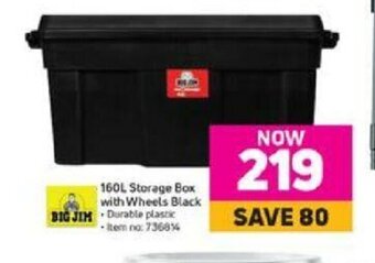 Game Big Jim 160L Storage Box with Wheels Black offer