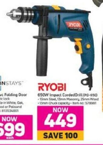 Game Ryobi 650W Impact Corded Drill (PD-650) offer