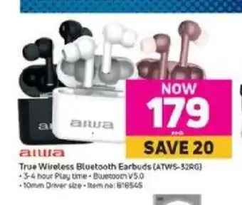 Game Aiwa - True Wireless Bluetooth Earbuds (ATWS-32RG) offer