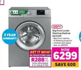 Game Defy - 8kg Front Loader Washing Machine (DAW386) offer