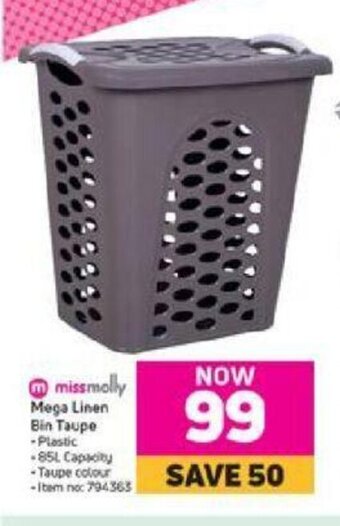 Game Missmolly Mega Linen Bin Taupe offer