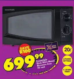 Shoprite Essentials Black/ White Manual Microwave Oven offer