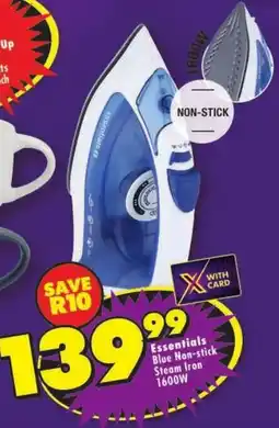 Shoprite Essentials Blue Non-stick Steam Iron 1600W offer