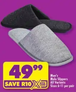 Shoprite Men's Mule Slippers All Variants offer