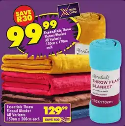 Shoprite Essentials Throw Flannel Blanket All Variants offer