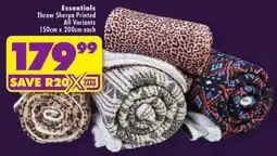 Shoprite Essentials Throw Sherpa Printed All Variants offer
