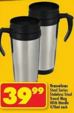 Shoprite Travelvac Steel Series Stainless Steel Travel Mug With Handle offer