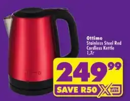 Shoprite Ottimo Stainless Steel Red Cordless Kettle offer