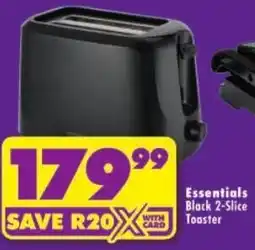 Shoprite Essentials Black 2-Slice Toaster offer