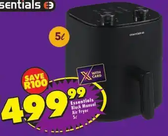 Shoprite Essentials Black Manual Air Fryer offer