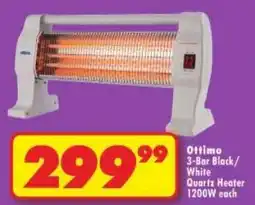 Shoprite Ottimo 3-Bar Black/ White Quartz Heater 1200W offer