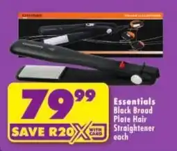Shoprite Essentials Black Broad Plate Hair Straightener offer