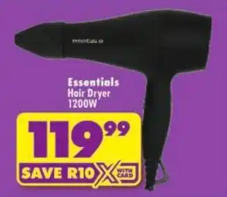 Shoprite Essentials Hair Dryer 1200W offer