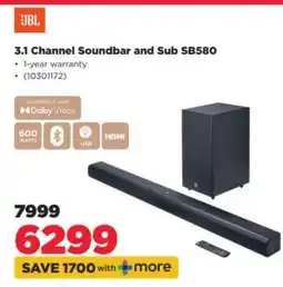HiFi Corp JBL 3.1 Channel Soundbar and Sub SB580 offer