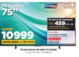 HiFi Corp Hisense 75-inch Smart 4K UHD TV-75A6Q offer